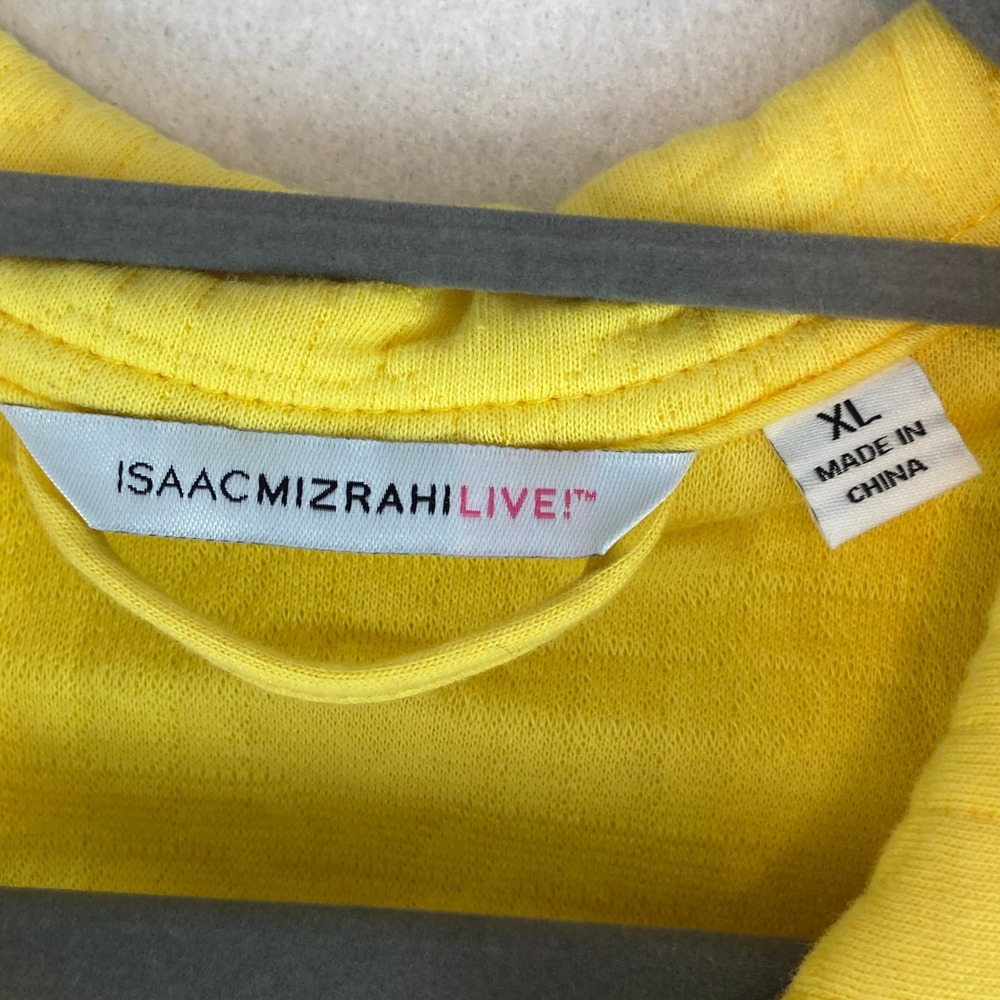 ISAAC MIZRAHI LIVE Quilted Jacket Womens XL‎ Yellow Cotton Blend Button Front - Picture 4 of 7
